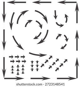 Vetor de setas desenhadas à mão, sinais de direção de doodle, ícones de ponteiro curvo, elementos de navegação de esboço
