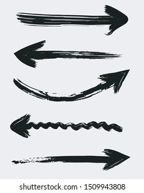 Hand drawn arrows, vector dry brush strokes