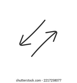 Hand drawn arrows vector icon. Hand drawn arrow flat sign design. Linear arrow symbol pictogram