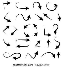 Hand drawn arrows. Vector illustration isolated on white background