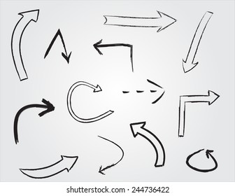 Hand drawn arrows. Vector illustration.