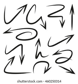 hand drawn arrows, vector illustration