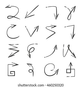 hand drawn arrows, vector illustration