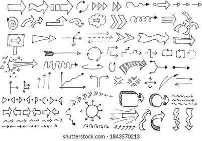 Hand drawn arrows vector set