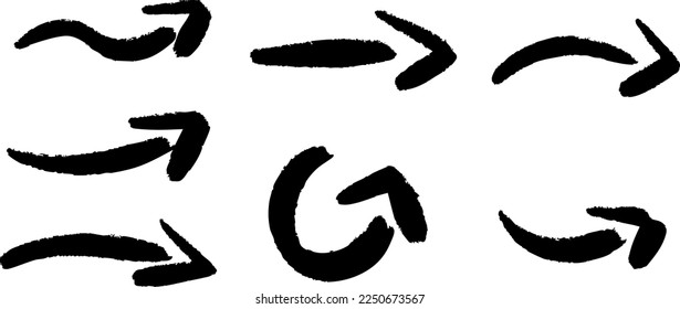 Hand drawn arrows vector set. Doodle pointer template 