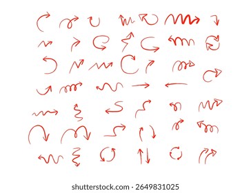 Hand drawn arrows vector set doodle style direction sign sketch graphic design elements for infographic 100