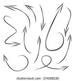 hand drawn arrows, vector set