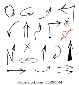 Hand drawn Arrows vector set.