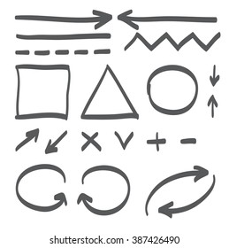 Hand drawn arrows vector set icon illustration, perfect for web, office, right, left, up and down
