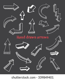 Hand Drawn Arrows.3D Arrows Set.Vector Illustration.