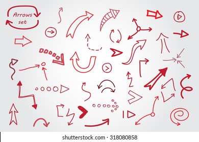 Hand drawn arrows.Arrows set.Vector illustration.