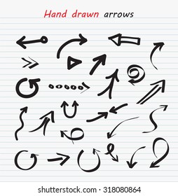 Hand drawn arrows.Arrows set.Vector illustration.