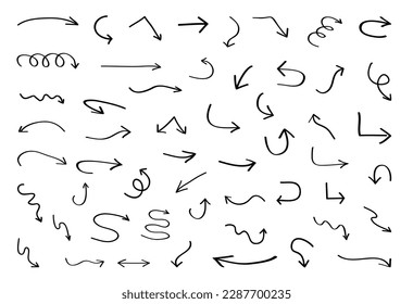 Hand drawn arrows.Doodle arrows set.Vector.
