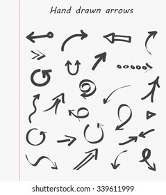 Hand drawn arrows.Doodle arrows set.Vector illustration.