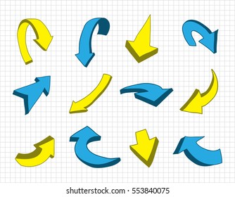 Hand drawn arrows.Doodle arrows set.Vector illustration.