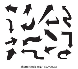 Hand drawn arrows.Doodle arrows set.Vector illustration.