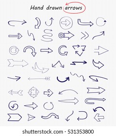 Hand drawn arrows.Doodle vector arrows set.