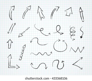 Hand drawn arrows.Sketchy arrows set.