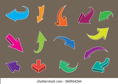 Hand drawn arrows.Sketchy arrows set.Vector illustration.