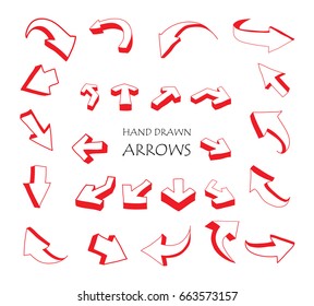 Hand drawn arrows.Vector arrows set.