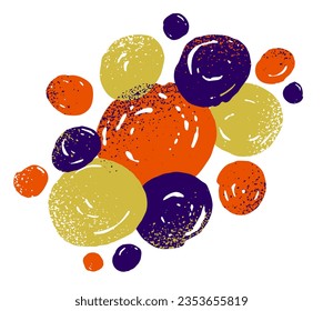 El arte dibujado a mano forma el círculo abstracto de formas composición vectorial, plantillas para publicidad creativa o ilustración abstracción, elemento de diseño gráfico artístico.
