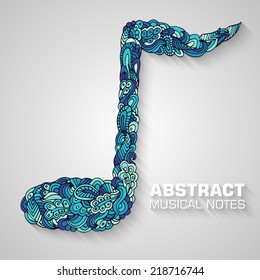 Hand drawn art abstract musical notes background. Vector illustration concept design 