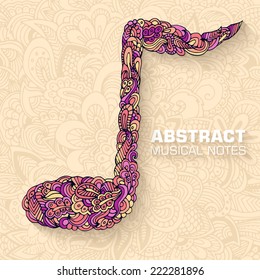 Hand drawn art abstract musical notes background. Vector illustration concept design 