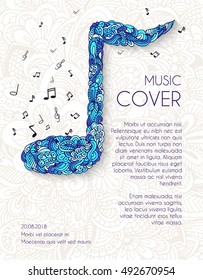 Hand drawn art abstract musical notes background. Vector illustration concept design 