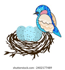 Hand drawn art of bird nest