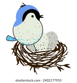 Hand drawn art of bird nest