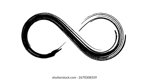 Hand drawn art brush infinity symbol on a white background. Vector