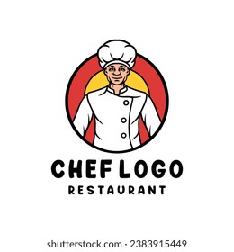 Hand Drawn Art of Chef Logo Vector Design illustration Emblem