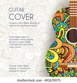 Hand drawn art classic guitar background ornament illustration concept. Vector design