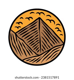 Hand Drawn Art of Colorful Mountain Vector Design illustration