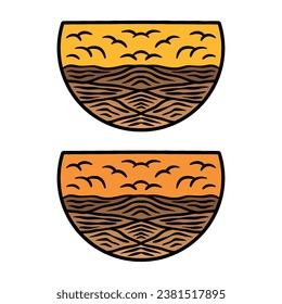 Hand Drawn Art of Colorful Mountain Vector Design illustration