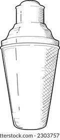 hand drawn art deco style cocktail shaker