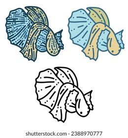 Hand drawn art of fish. Vector, illustration.