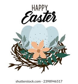 Hand drawn art of Happy Easter. Vector illustration card.