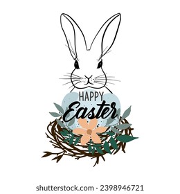 Hand drawn art of Happy Easter. Vector illustration card.