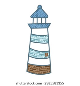 Hand drawn art illustration of lighthouse