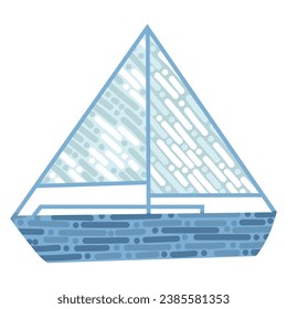 Hand drawn art illustration of sail boat