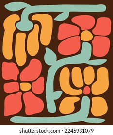 Hand drawn art inspired by Matisse which can be used as pattern background. Minimalist modern art designs focusing on flat shapes, lines, color, and space.