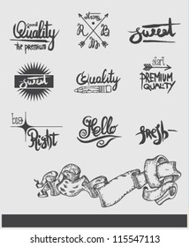 hand drawn art for labels. vector vintage design