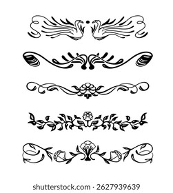 Hand drawn art nouveau borders ornament collection