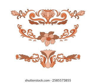 Hand drawn art nouveau frame and borders ornament collection