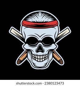 Hand Drawn Art Skull Head Vector Design illustration