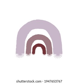 Hand drawn art style colorful rainbow. Cartoon vector scandinavian style.  