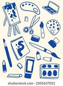 hand drawn art supplies doodle illustration