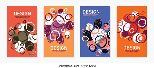 Handgezeichnete Kunstvektorgrafik umschließt abstrakte Hintergründe, künstlerische Grafikdesign-Broschüren, Flyer oder Broschüren, Werbung bunter positiver Plakate, strukturierte Abstraktion lustig und süß.