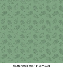 Hand drawn artichoke pattern. Sketch organic vegetable vector background.